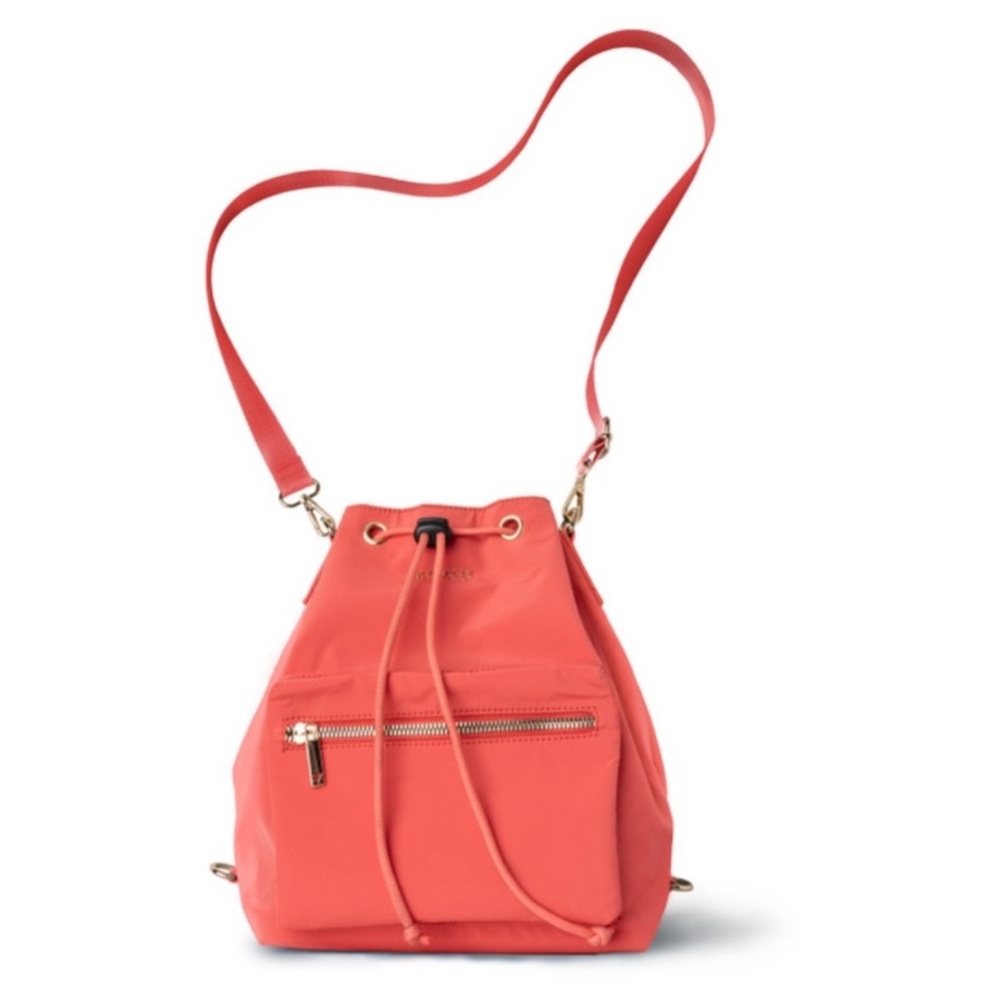 Kedzie Aries Convertible Bucket Bag fade red back pack adjustable straps - Picture 3 of 16